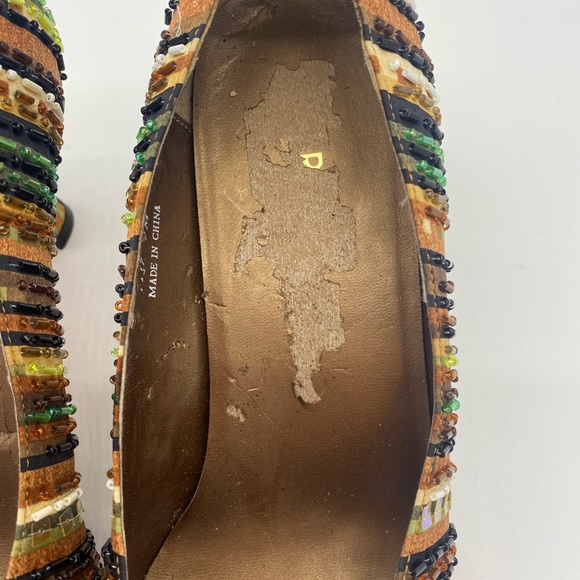 J. Renee Brown Beaded Snip Toe Kitten Heels - Picture 5 of 9